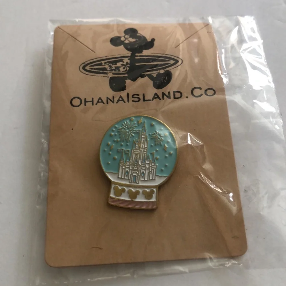 Mickey inspired enamel castle globe pin unisex